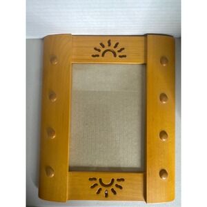 Vintage 1993 Terragrafics Wood Sun Celestial Picture Frame Boho 8x10 Honey Brown